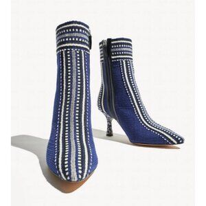 NEW Amambaih Monica Fabric Ankle Boot Blue White Women's Size US 9 $550 [jb]